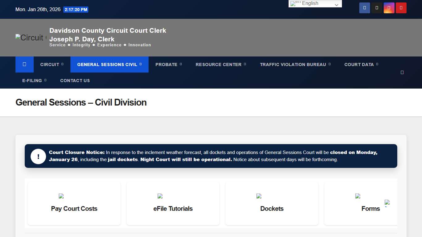 General Sessions – Civil Division – Circuit Court Clerk
